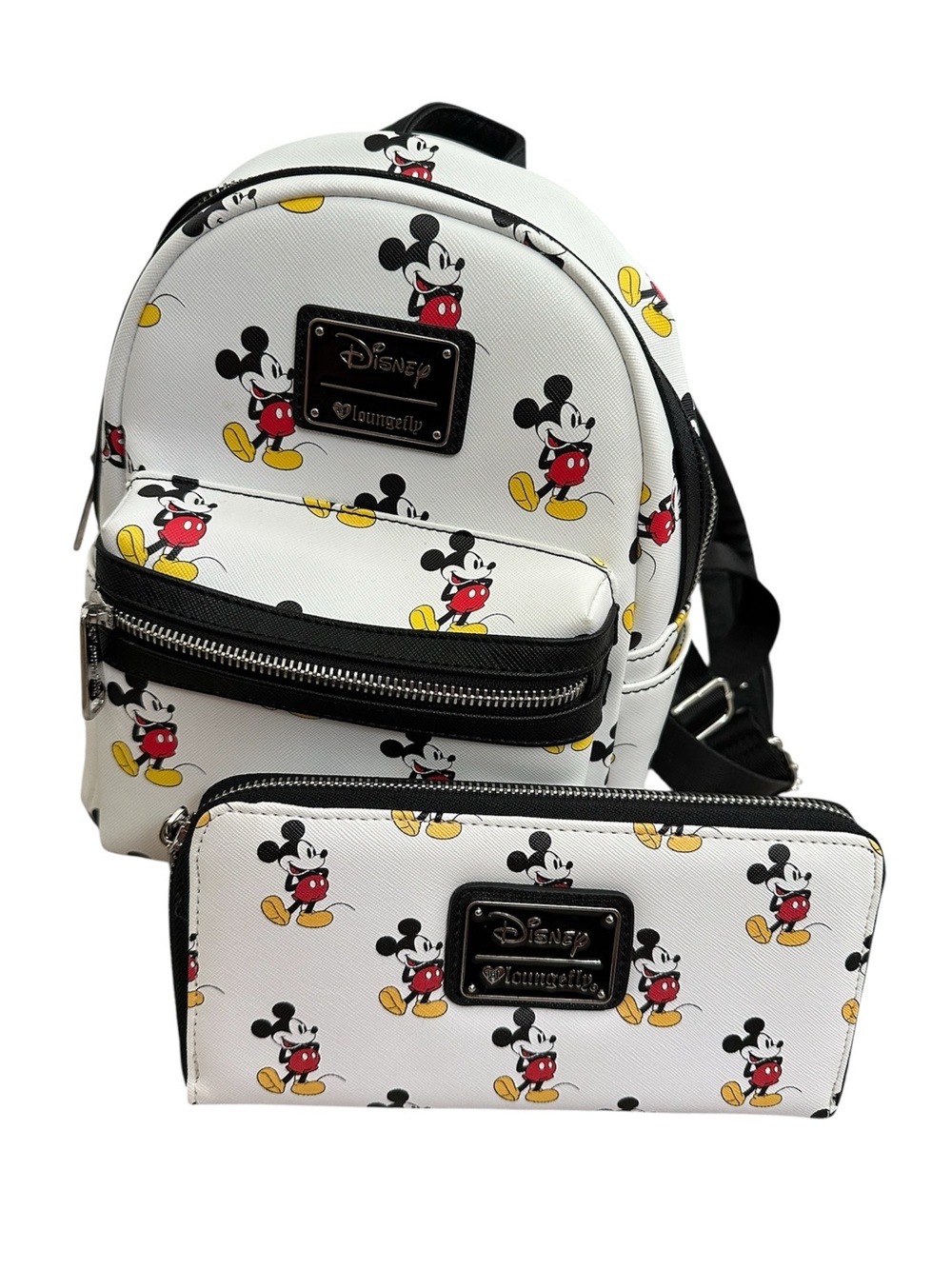 Loungefly White Mickey Mouse Mini Backpack and Wallet Set